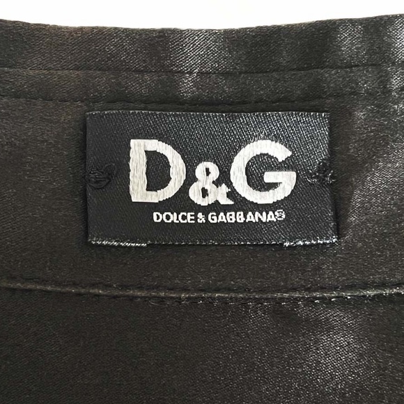 D&G Jet Black Silk & Lace Trim Fitted Shirt - Picture 5 of 16